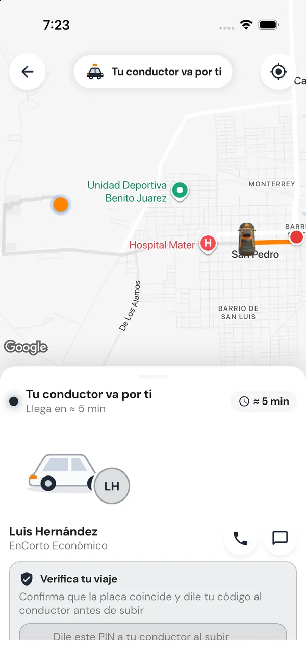 Tu conductor va por ti, llega en 5 minutos